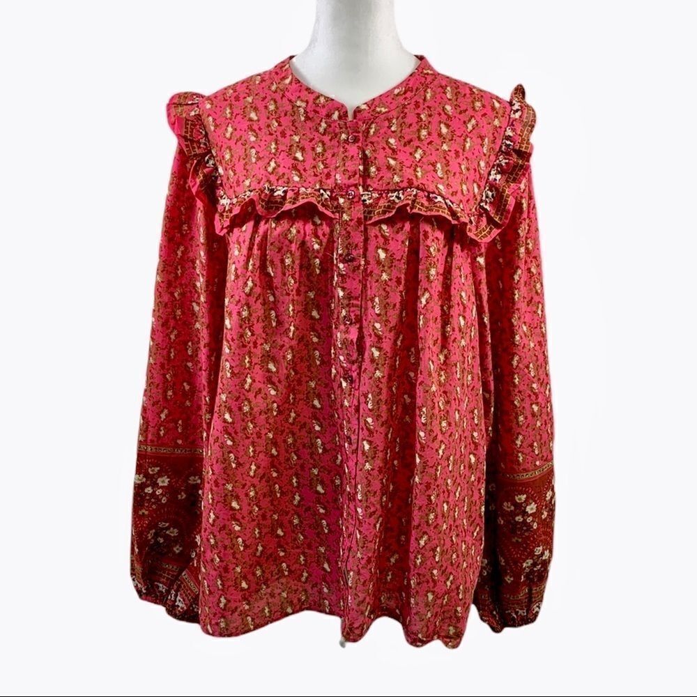 Joie NWT Floral Peasant Long Sleeve Blouse Size XL